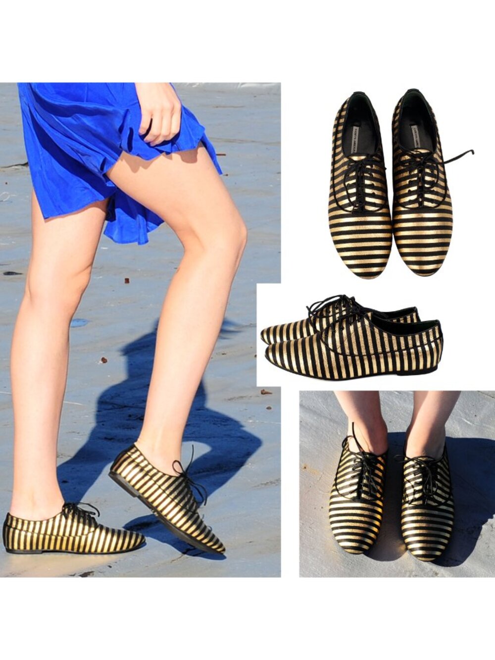 New Handmade Gold Black Stripe Genuine Leather Flat Loafer Sneakers NYC Designer